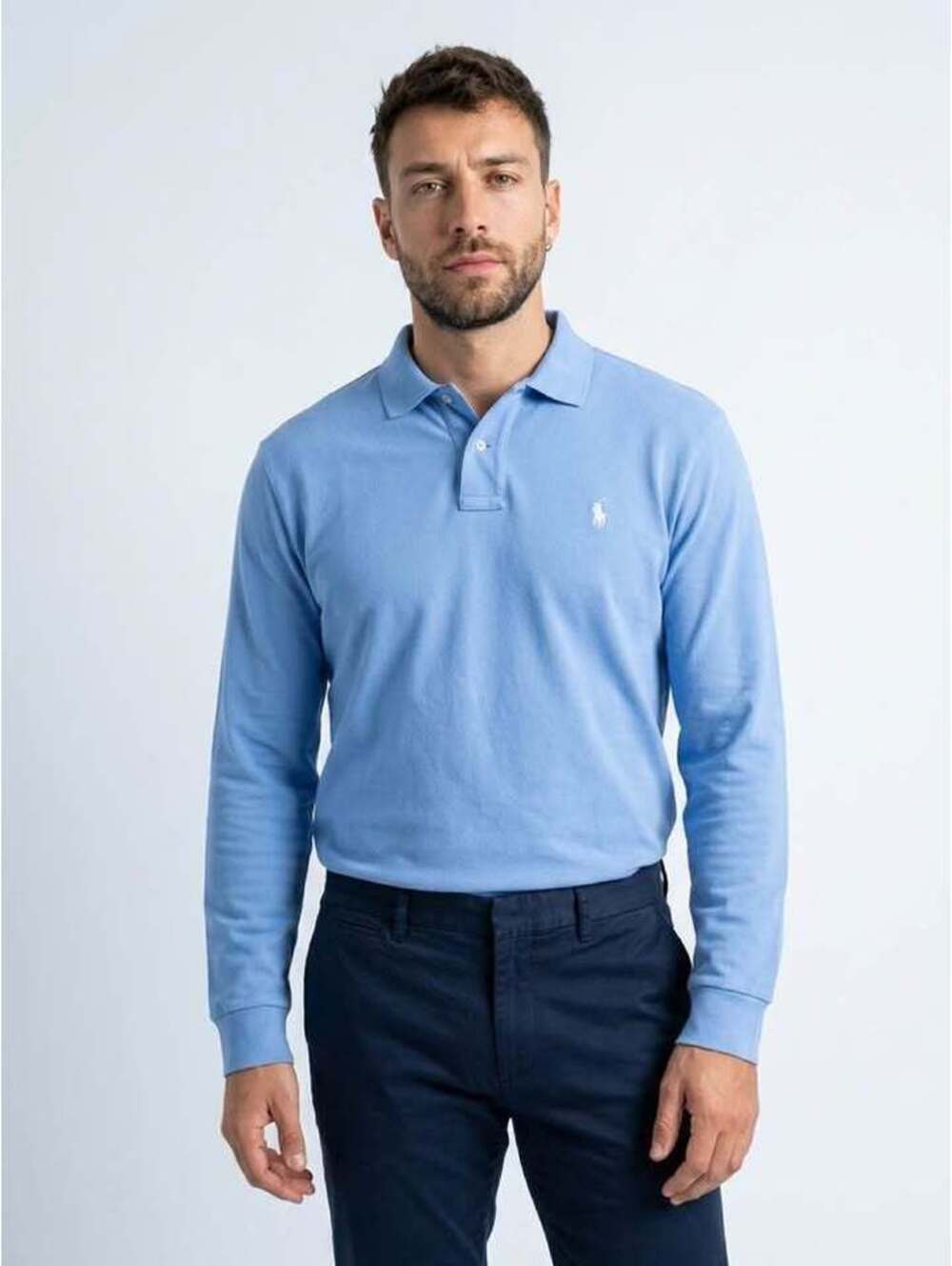 Vintage Long Sleeve Baby Blue Polo by Ralph Lauren - Size Medium